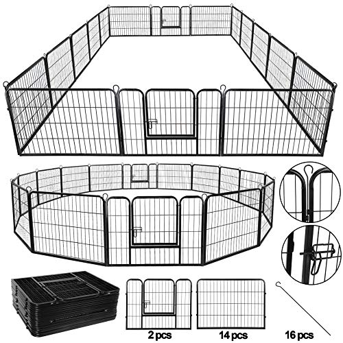 16 Panels 32 in Black Metal Pet Playpen T161
