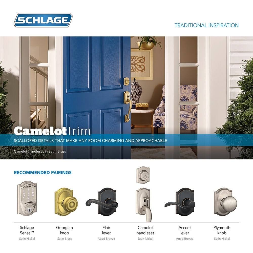 Double Cylinder Sectional Handleset with Left Handed Acc - Satin Nickel E582
