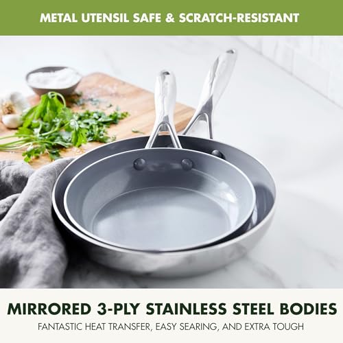 Gray 8" and 10" Hard Anodized Ceramic Nonstick Frying Pan Skillet Set A66961