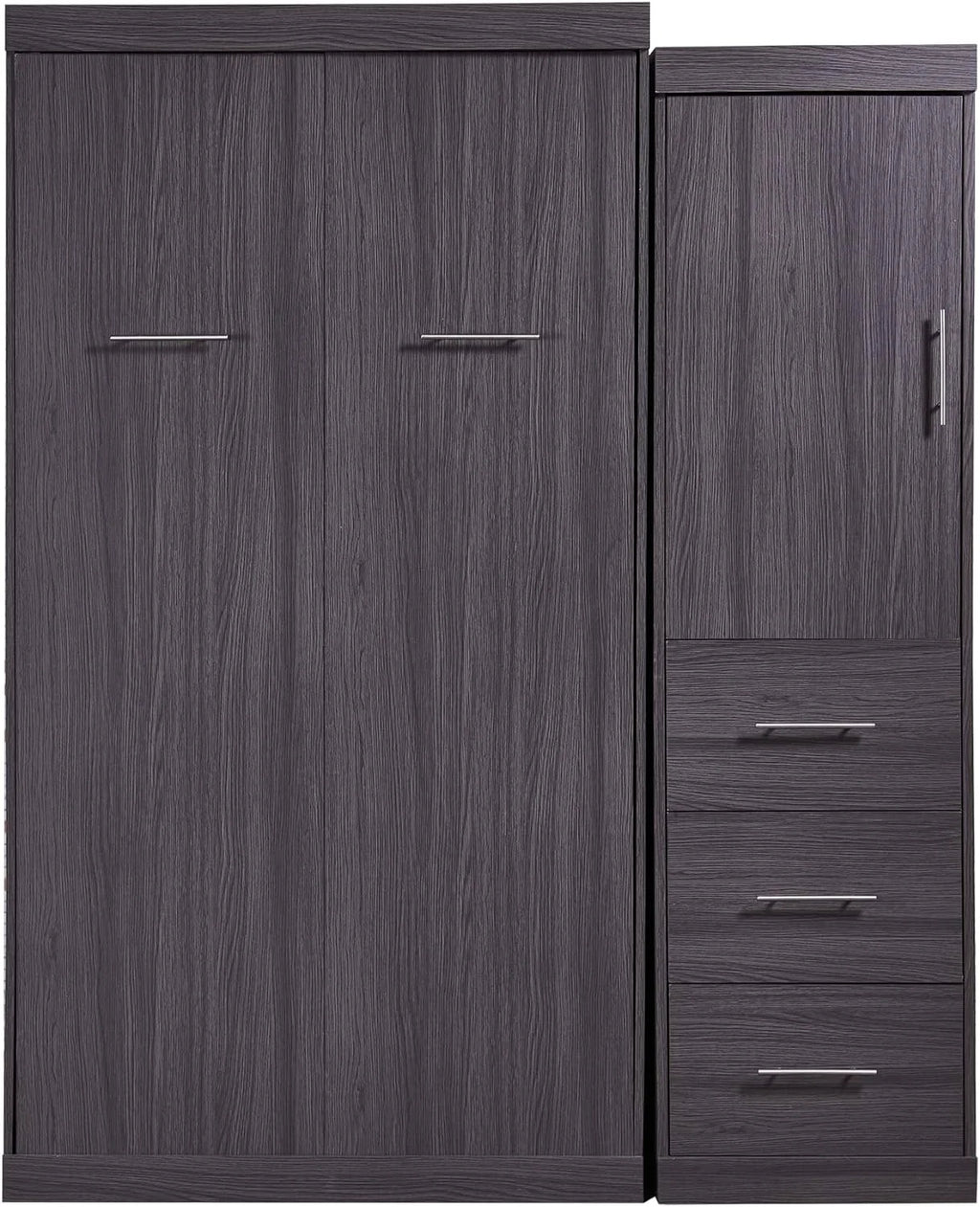 Gray Foldable Storage Bed with Wardrobe and Drawers B69359