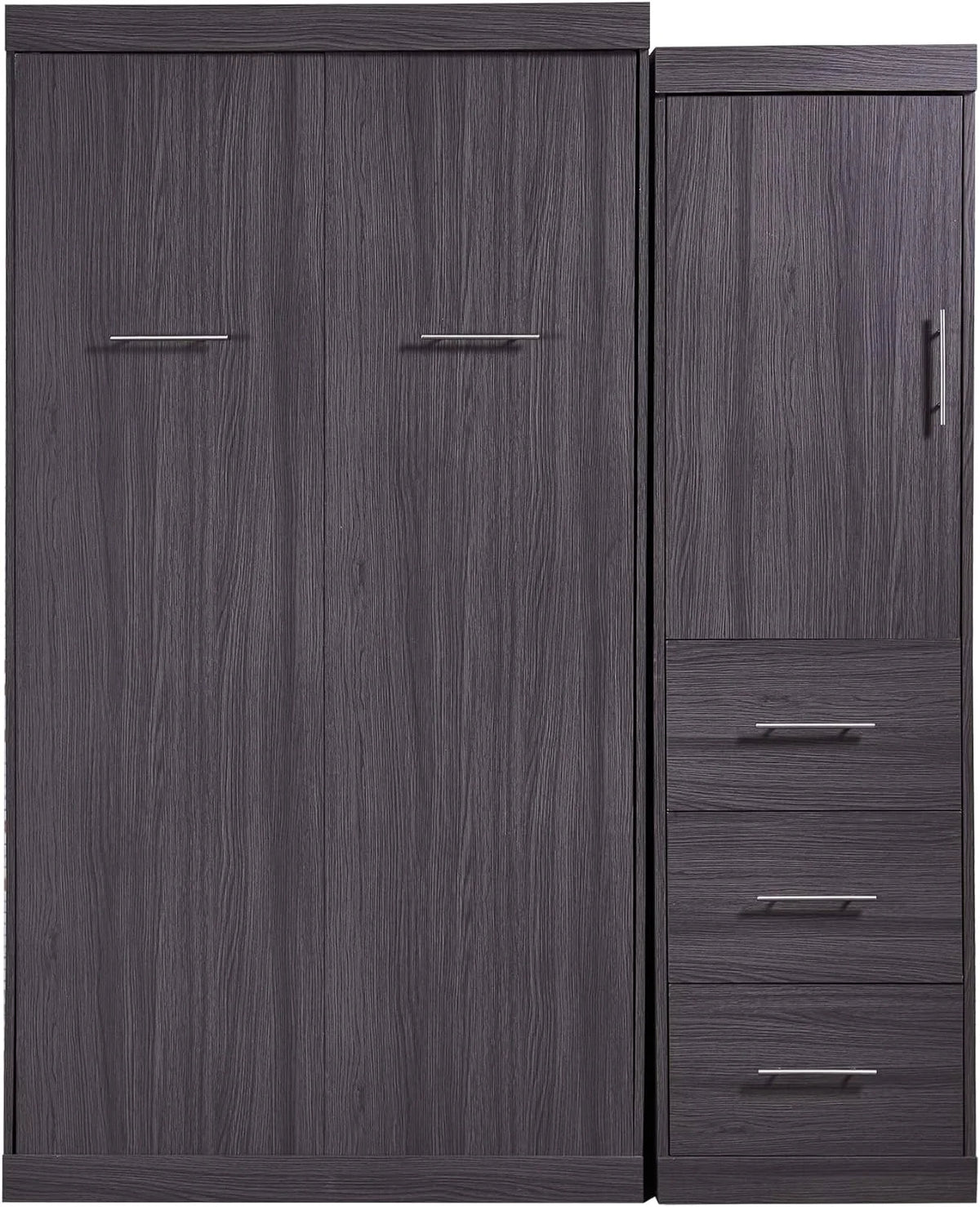Gray Foldable Storage Bed with Wardrobe and Drawers B69359