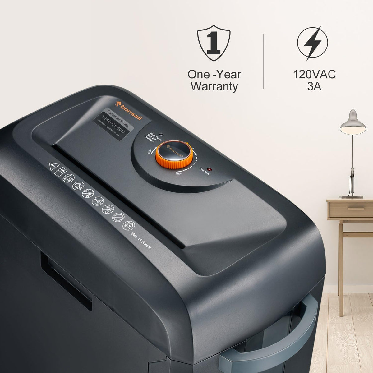 14-Sheet Cross-Cut Heavy Duty Paper and Credit Card Shredder with 5 Gallons Pullout Basket K94961