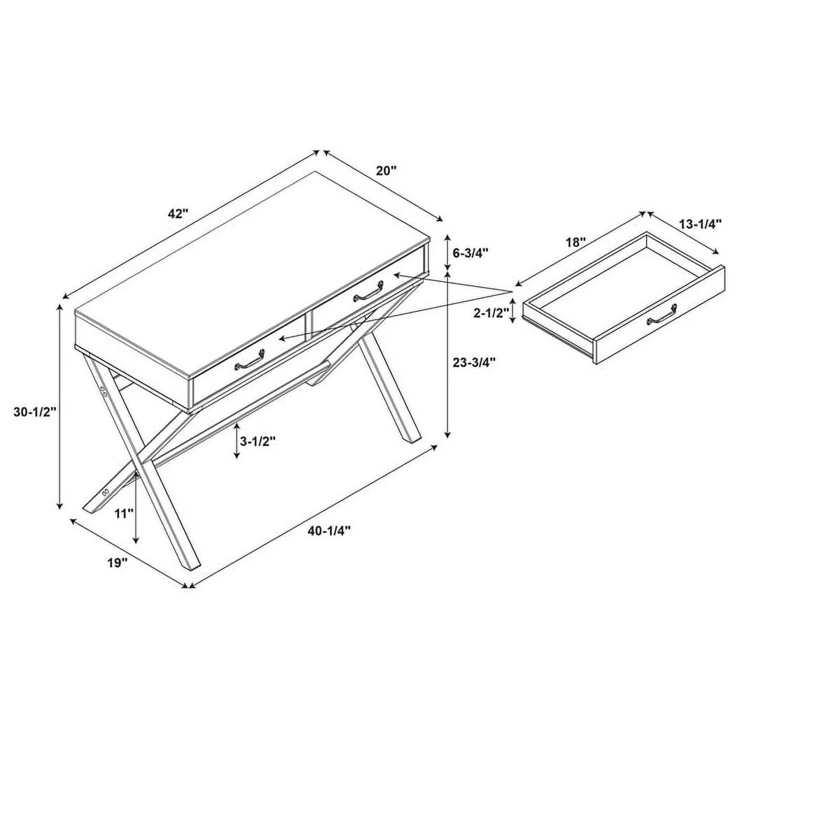 Black 2-Drawer Wood Desk K586099