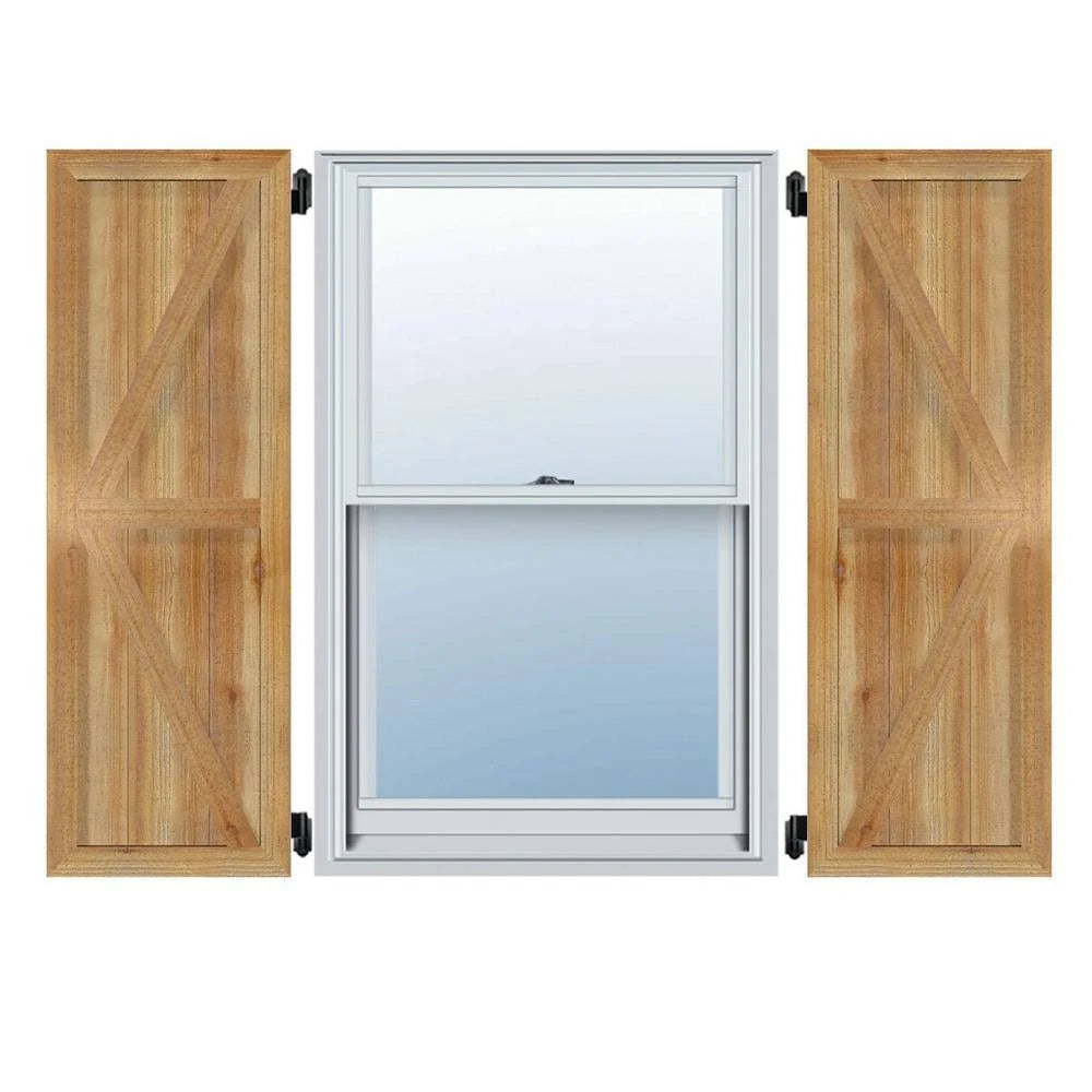 Rough Sawn Western Red Cedar Framed Board-n-Batten Shutters with Z-Bar S38020