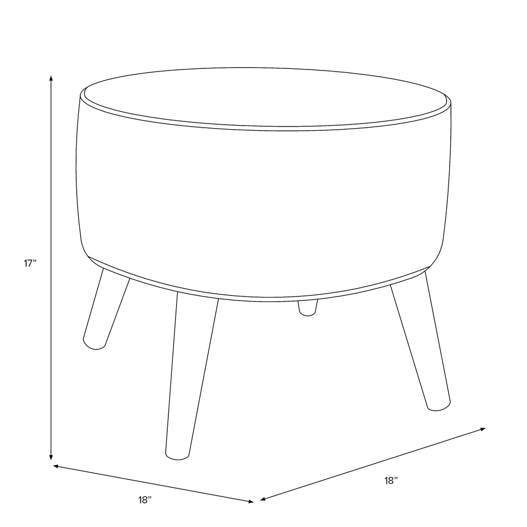 Black Linen Round Ottoman O456