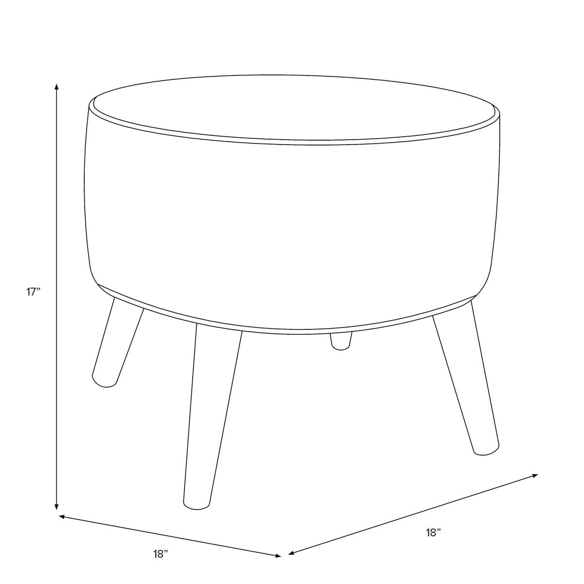 Black Linen Round Ottoman O456