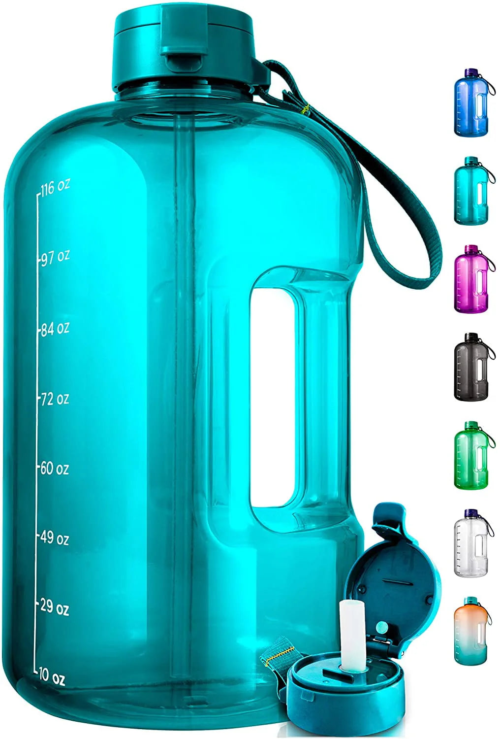 1 Gallon Gray Water Bottle with Time Marker Y354