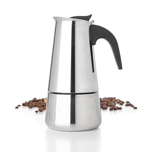 6 Cup Stovetop Espresso Maker 10oz Stainless Steel Black I1279