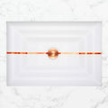 White Glass Rectangular Sink with Copper Accent T65925