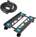 Black Adjustable Steel PC Tower Stand with 4 Locking Caster Wheels R19694