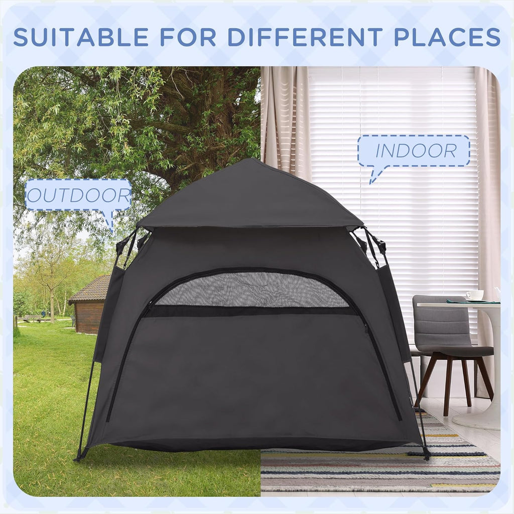 Dark Gray Pop Up Dog Tent with Carrying Bag A183495