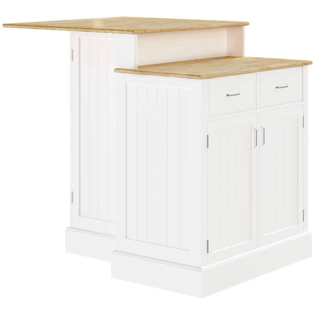 White Kitchen Island with Storage Cabinet and Drawers T7963