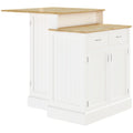 White Kitchen Island with Storage Cabinet and Drawers T7963
