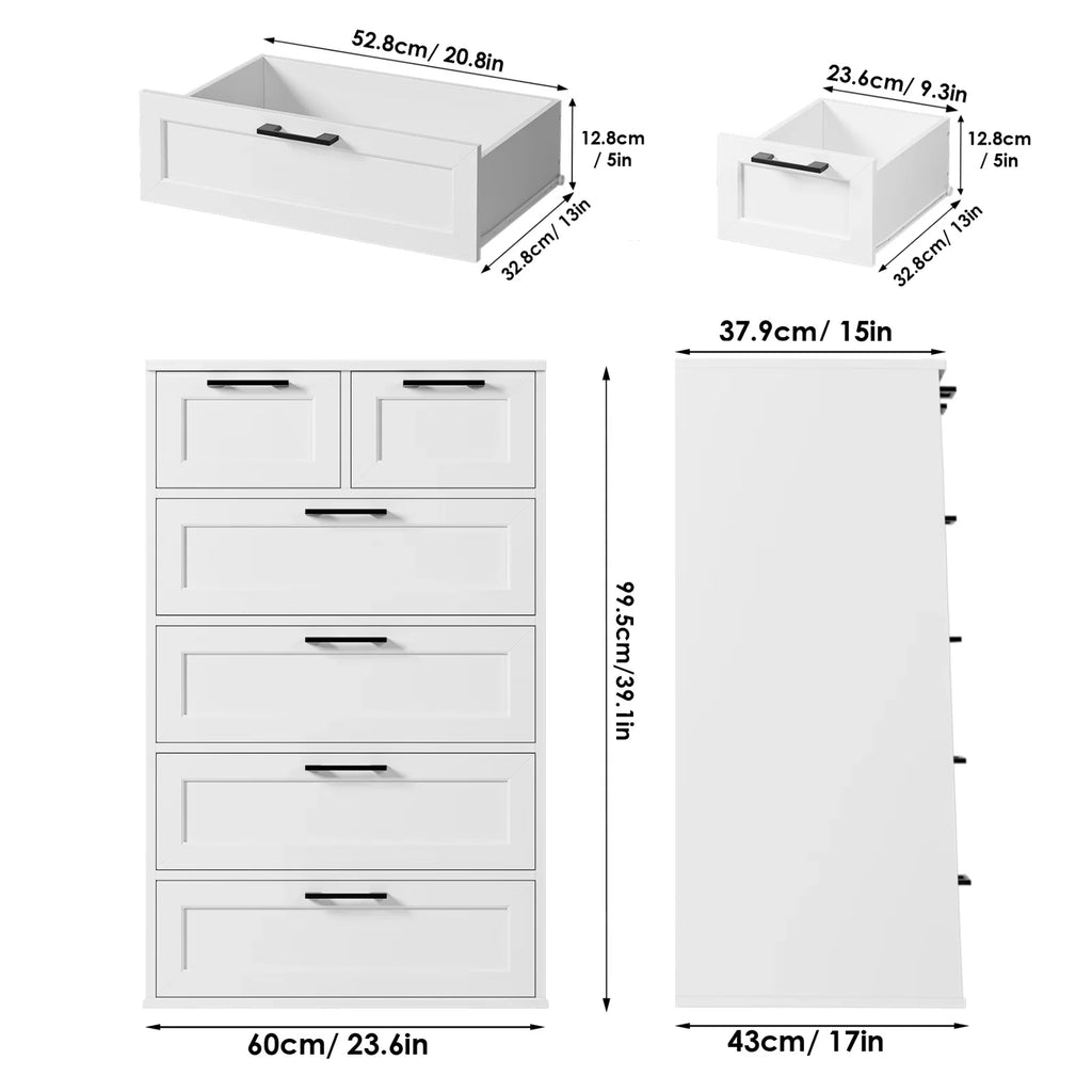 White 6 Drawer Dresser H7123