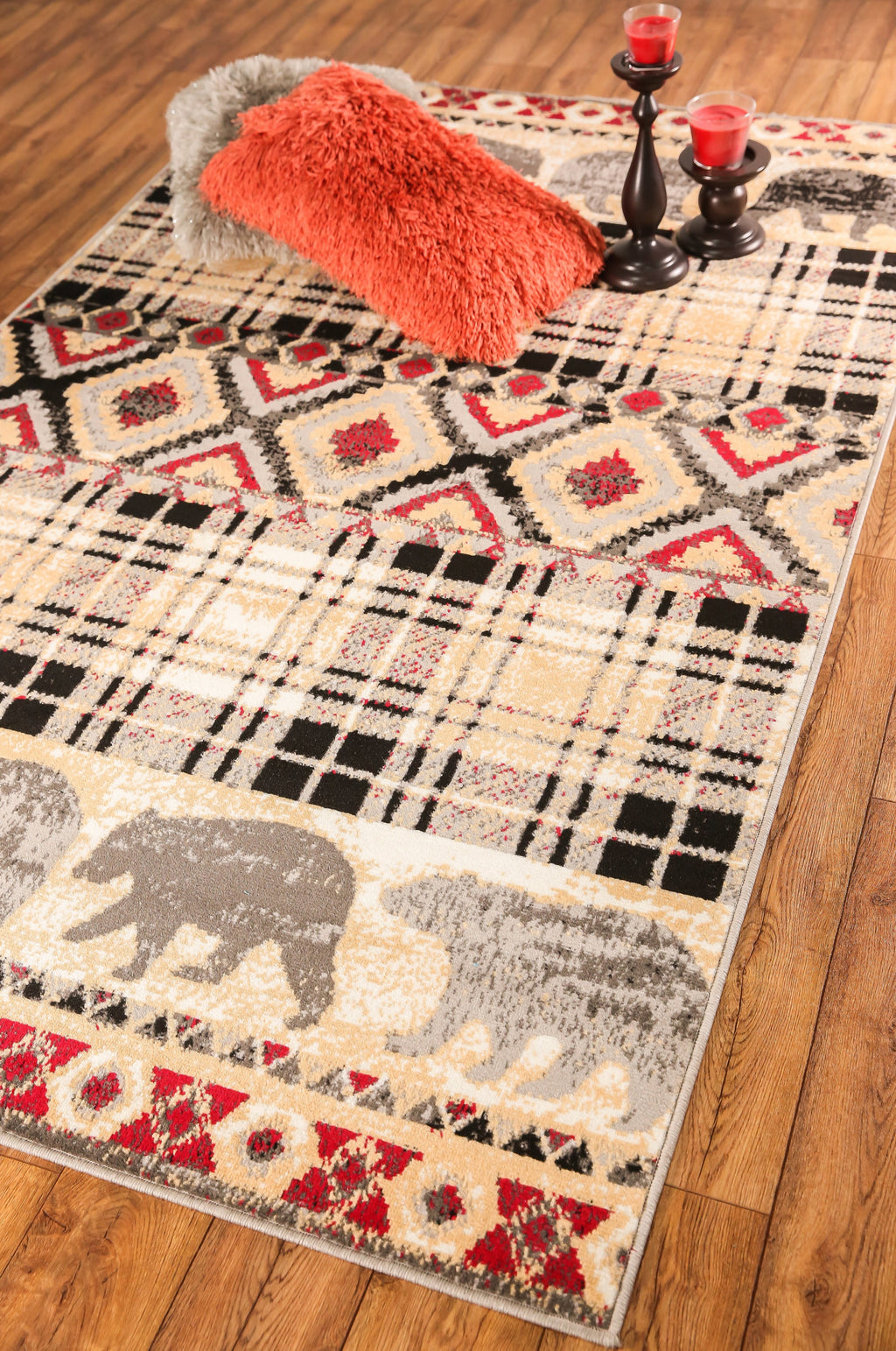 Multicolor Bear Geometric Print Rug F7189