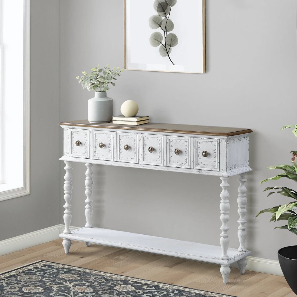 Dark Charcoal and Antique White Console Table H450