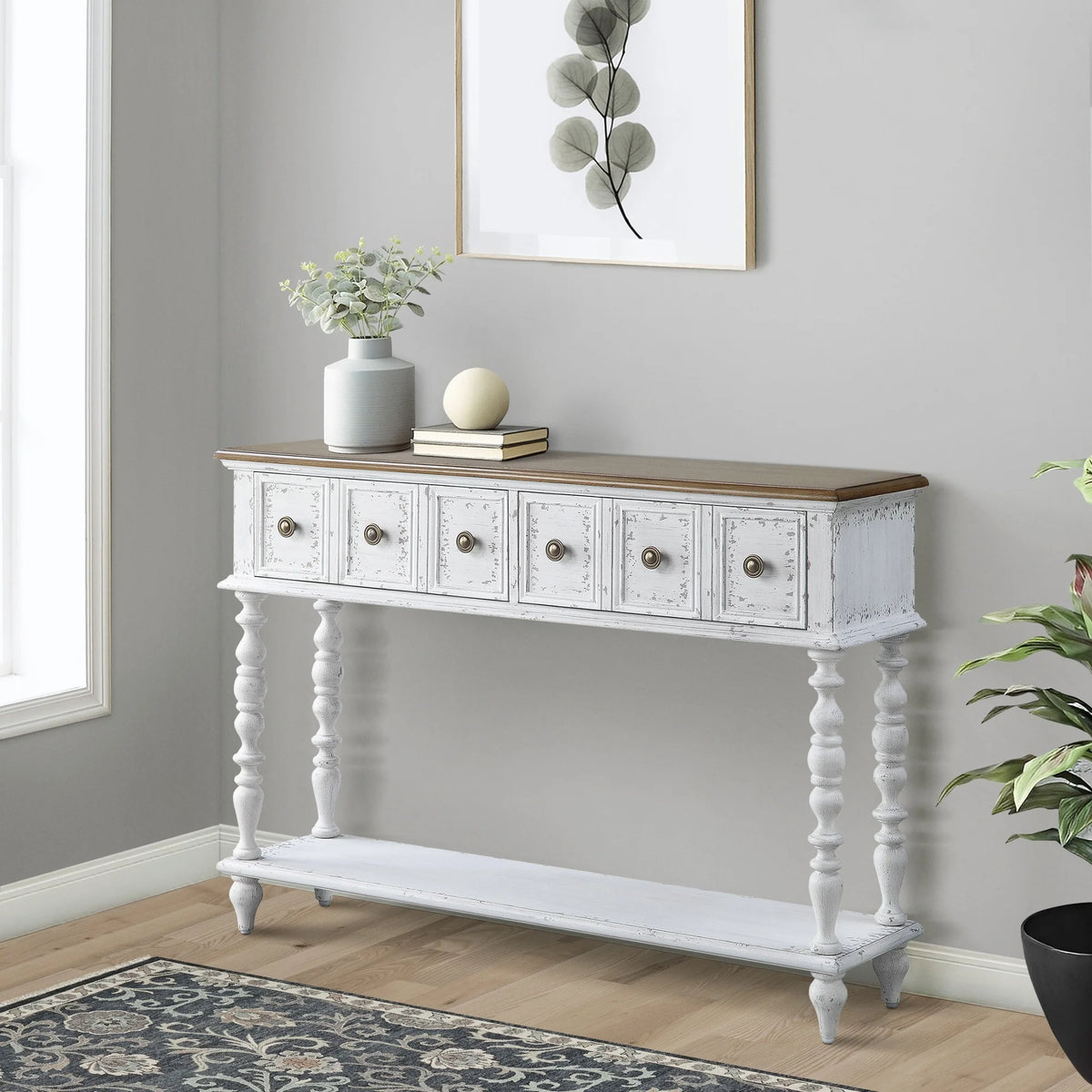 Dark Charcoal and Antique White Console Table H450