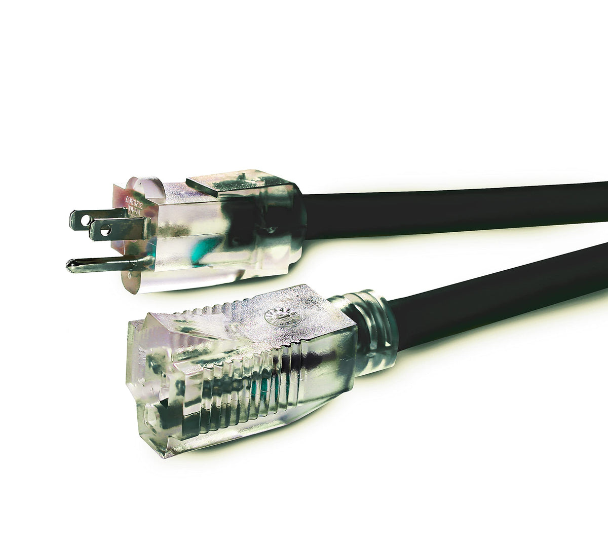 100 ft Heavy Duty 3 Prong Extension Cord with Multiple Outlets, Lighted End, Black C6301
