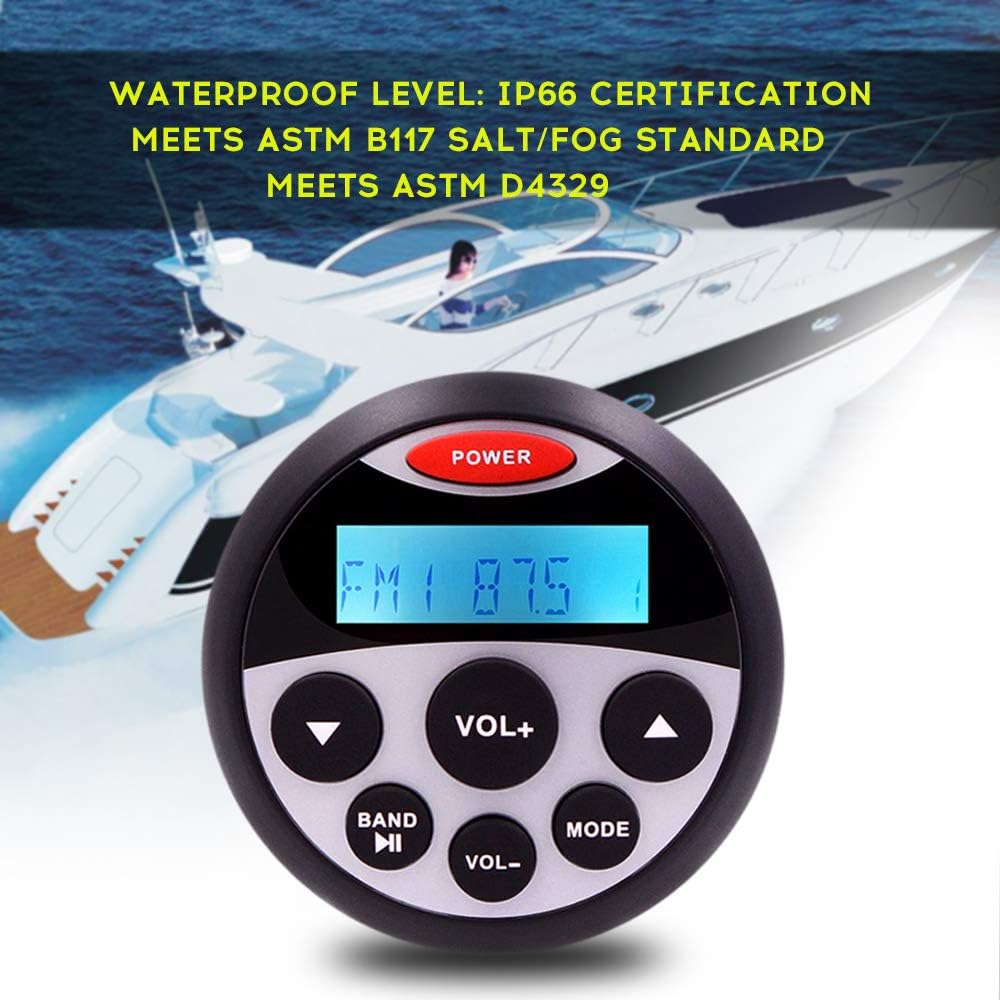 Marine Stereo and Speaker Package with Bluetooth MP3 USB AM FM Radio and 4 Inch Black Speakers I537695