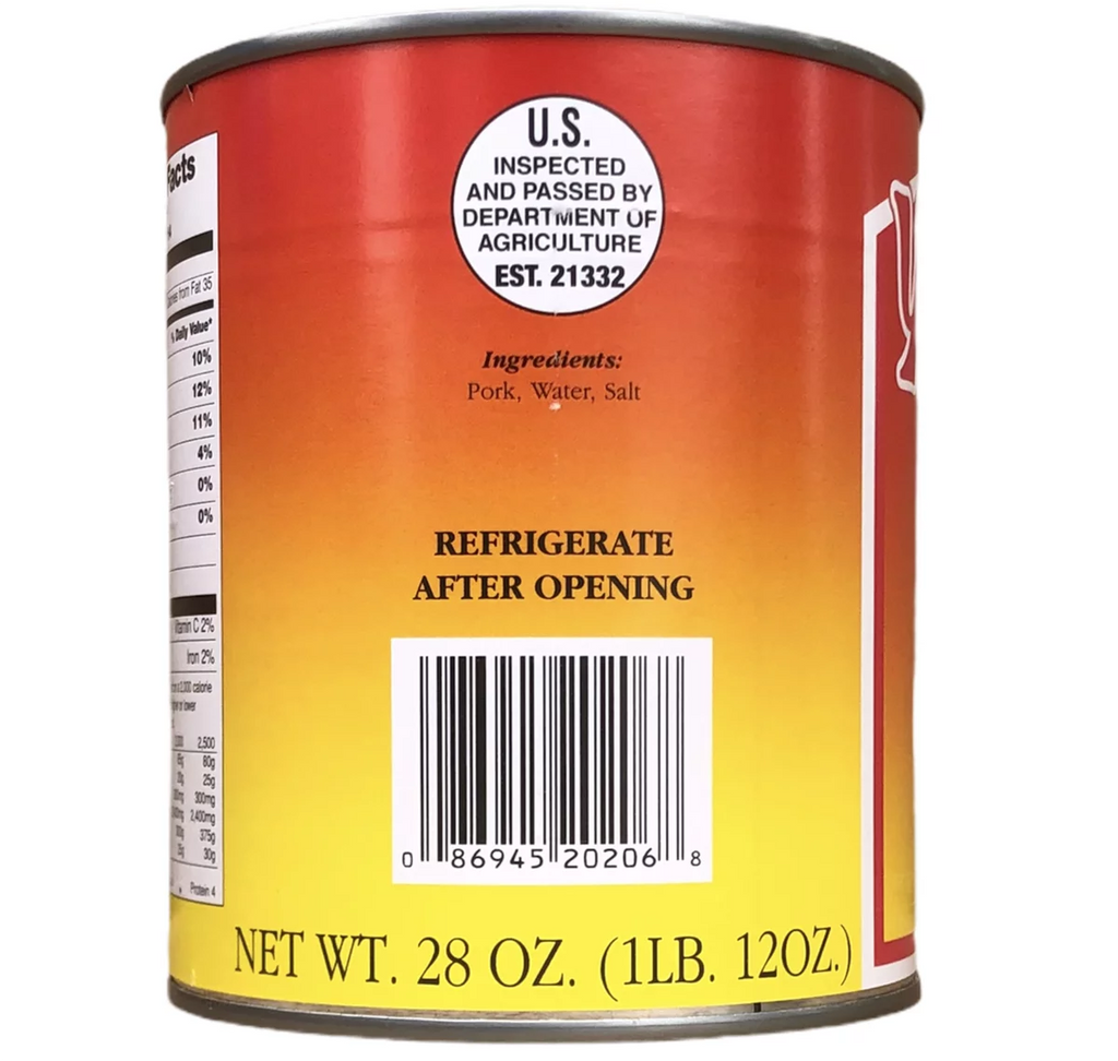 Canned Pork Chunks Meat, 28 oz, 12 Cans S9323