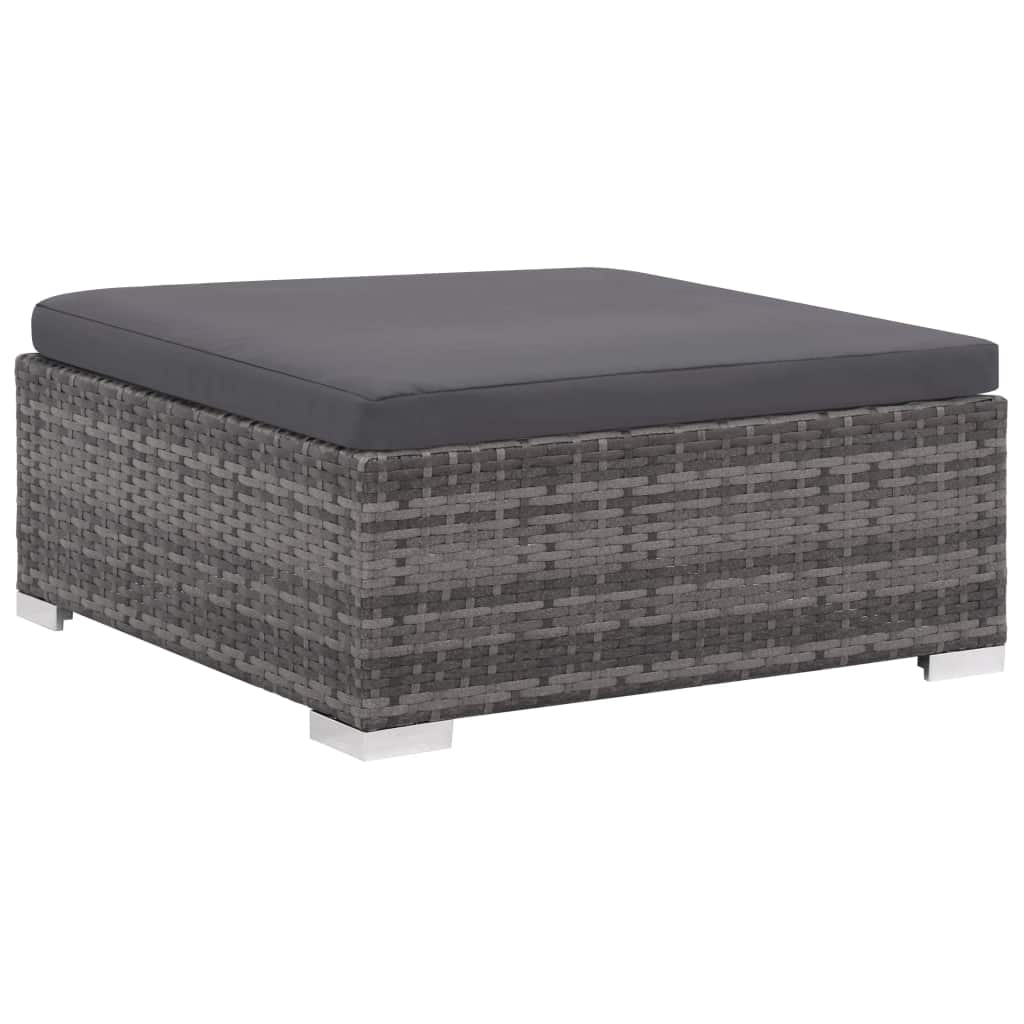8 Piece Gray Poly Rattan Outdoor Sectional Sofa Set with Ottoman and Coffee Table F763