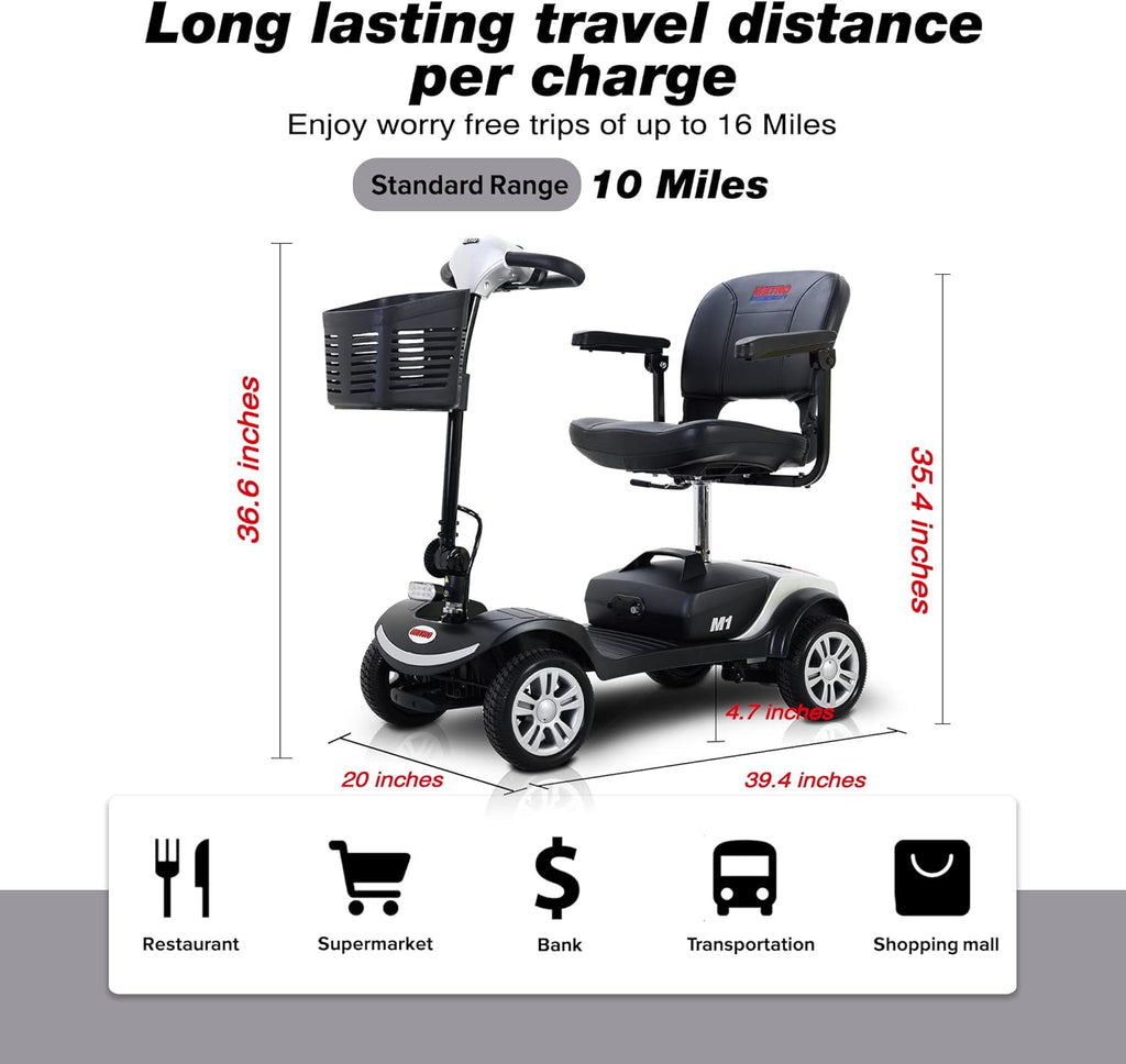 4 Wheel Mobility Scooter with Head Light, Max Speed 5 Mph, Max Load 265lbs R845