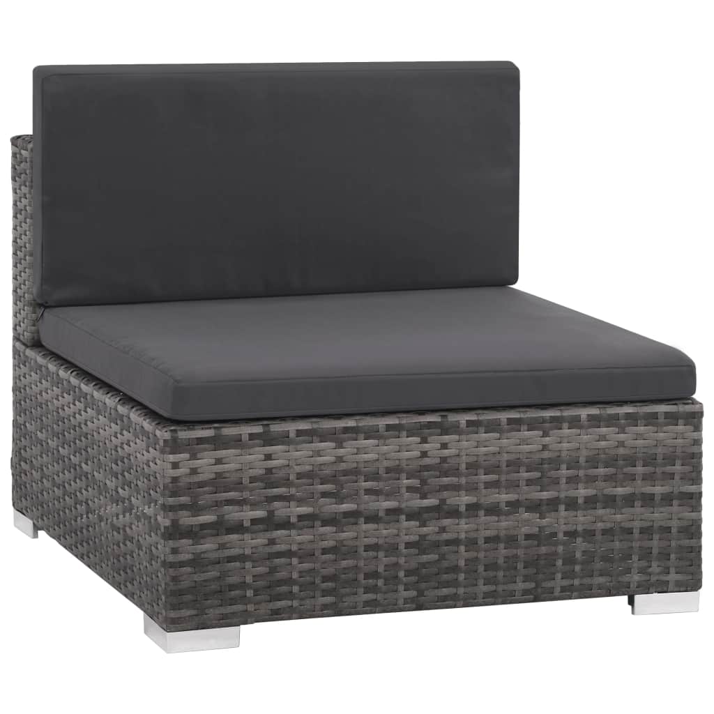 8 Piece Gray Poly Rattan Outdoor Sectional Sofa Set with Ottoman and Coffee Table F763