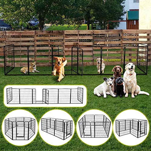 16 Panels 32 in Black Metal Pet Playpen T161