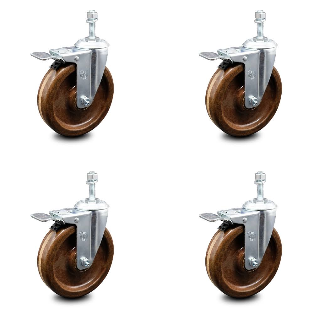6 inch Swivel Stem Caster Set with Total Lock Brake S846904