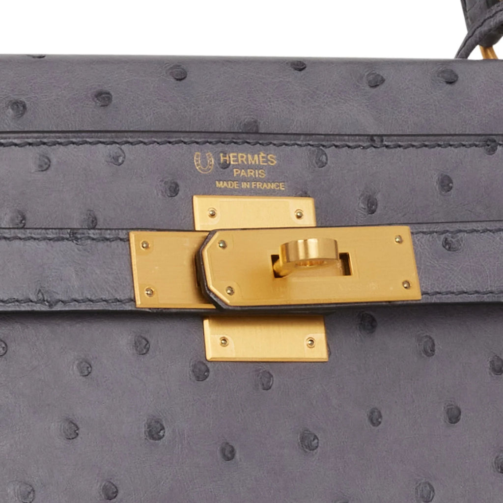 Gris Agate and Gris Perle Ostrich Bag E12723