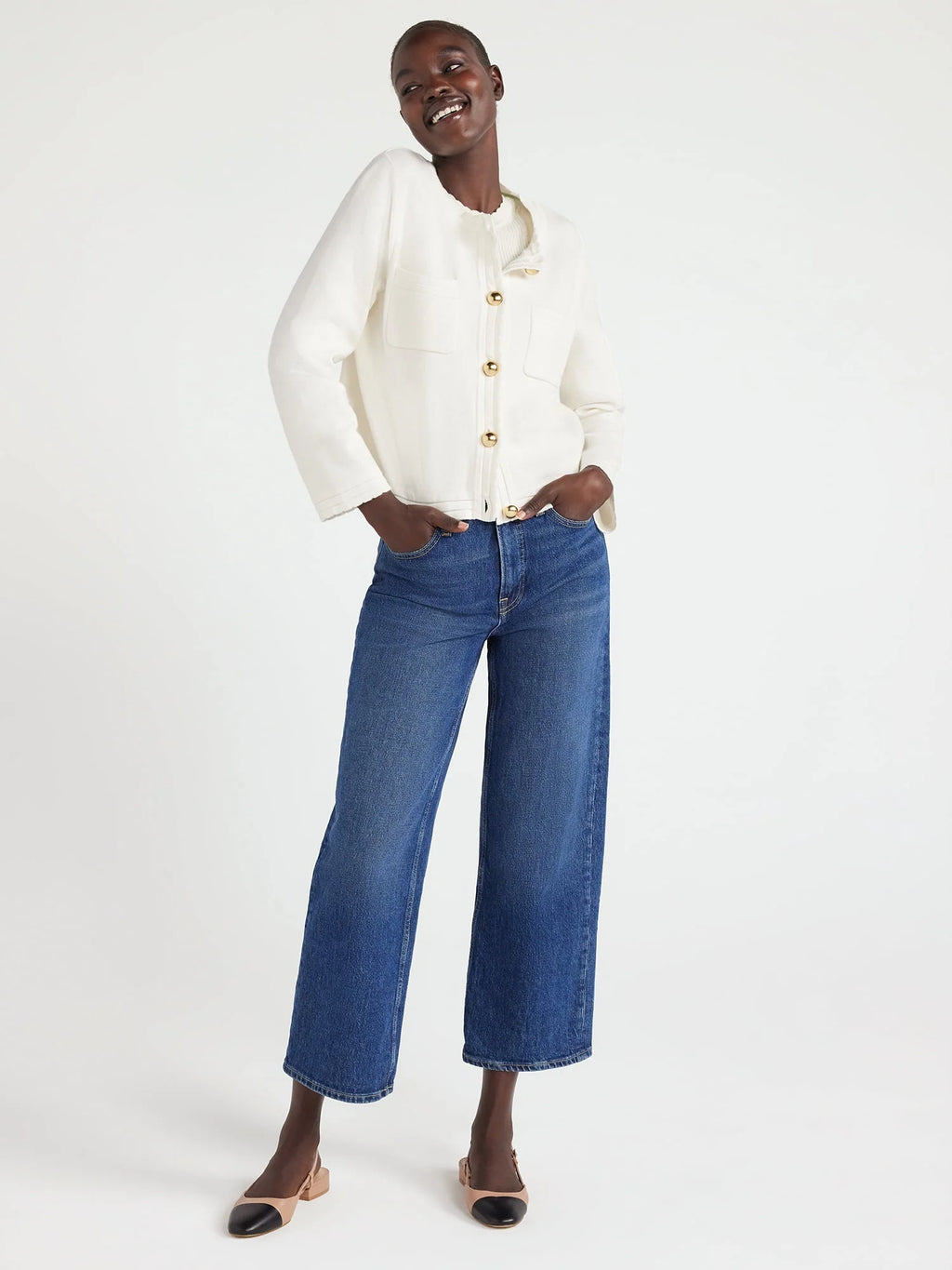 Women's Chest Pocket Cardigan Sweater with Long Sleeves W945