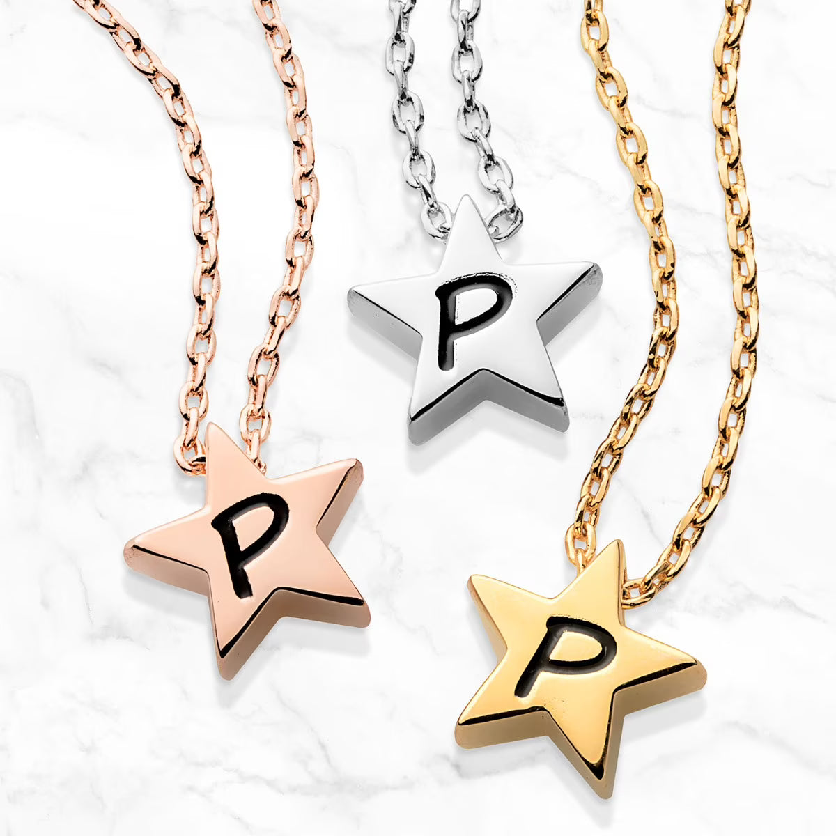 Dainty Star Initial Necklace W88056