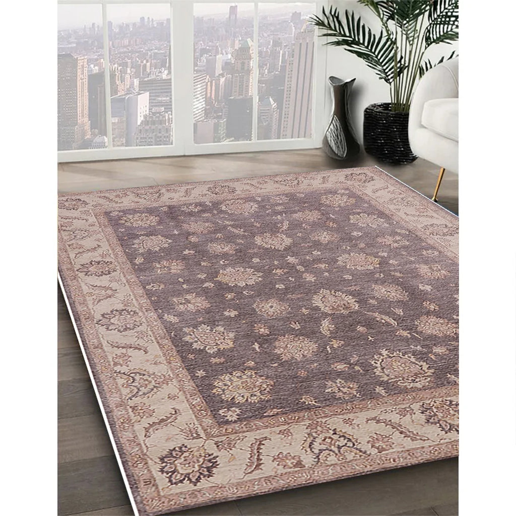 Mauve Taupe Purple Round Oriental Area Rug T24595
