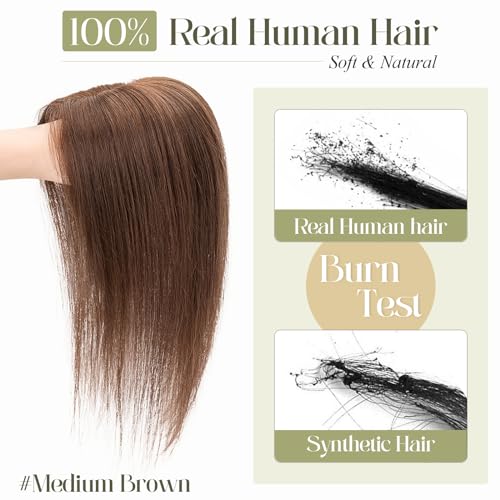 Medium Brown 10 Inch 100% Remy Human Hair Topper N3711