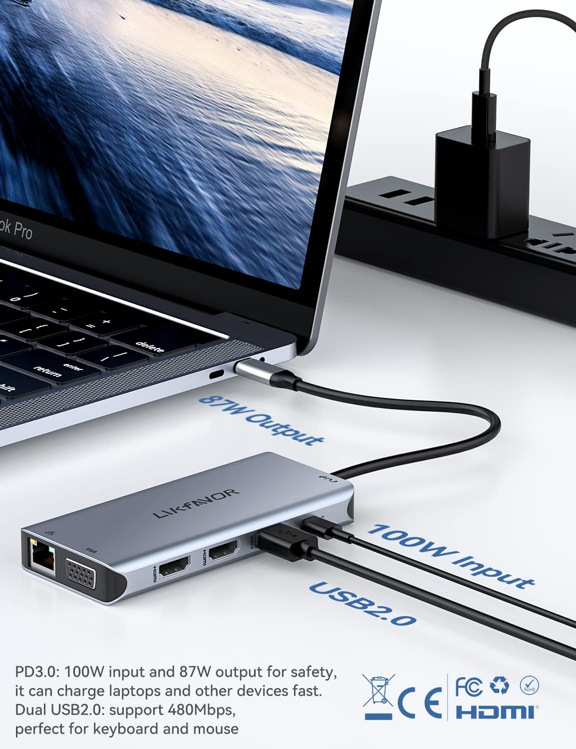12-in-1 USB C Hub with Dual 4K HDMI, Ethernet, USB 3.0, SD Card Reader B877271