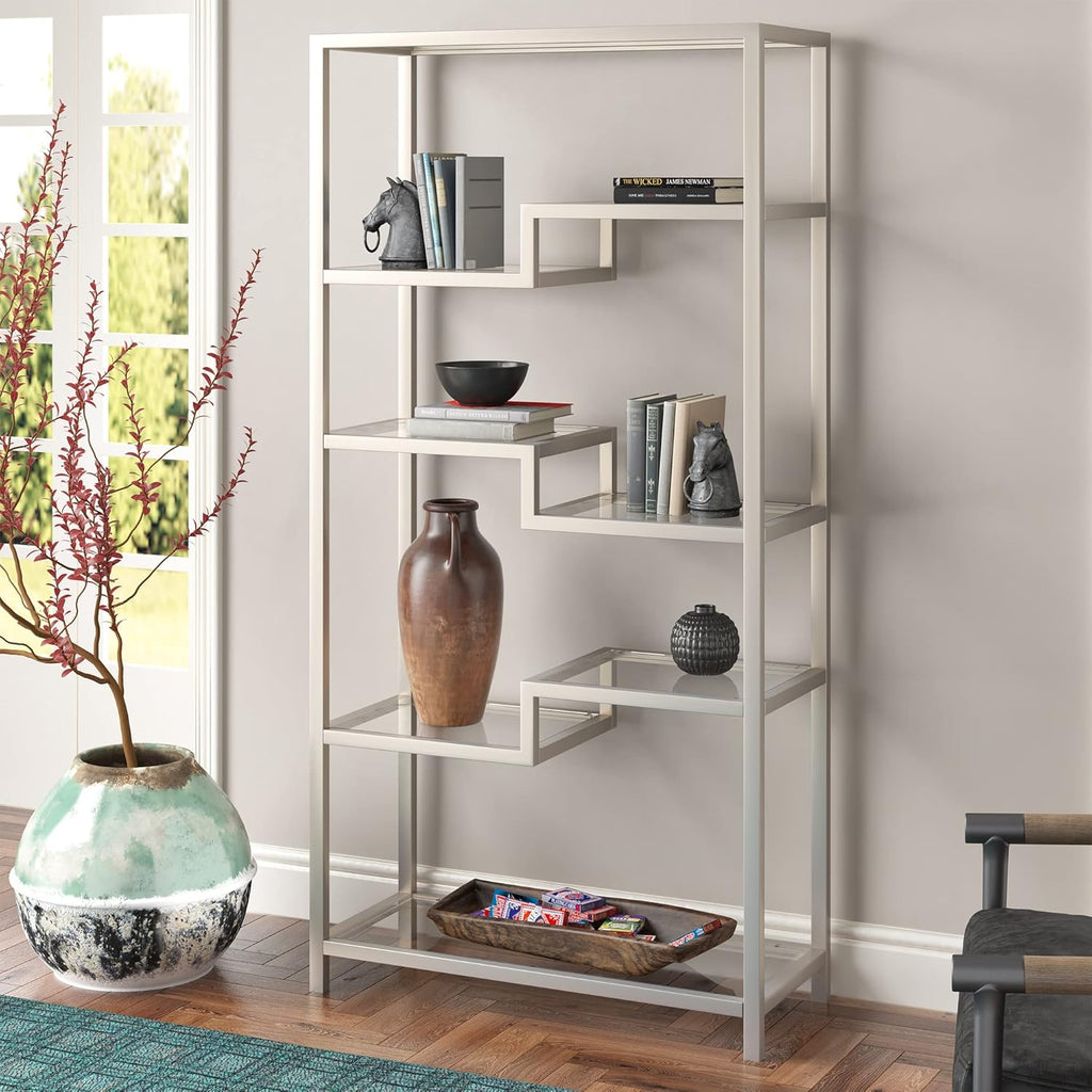 Contemporary Metal Bookcase, Brass, 68 R492021