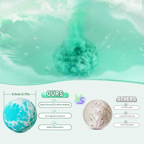 12 Pc Handmade Bath Bombs with Sea Salt Cocoa & Shea Butter P8919