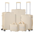 Cream Beige 5PCS Travel Luggage Set with Makeup Case K349087