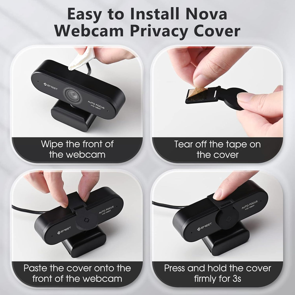 1080P Webcam with Microphone and Privacy Cover, Pack of 2 D80409