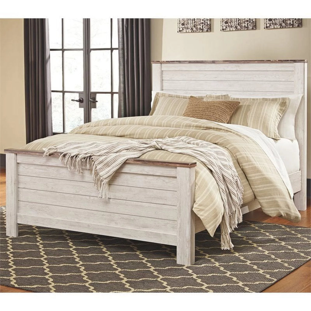 Queen Panel Bed in Whitewash N1869