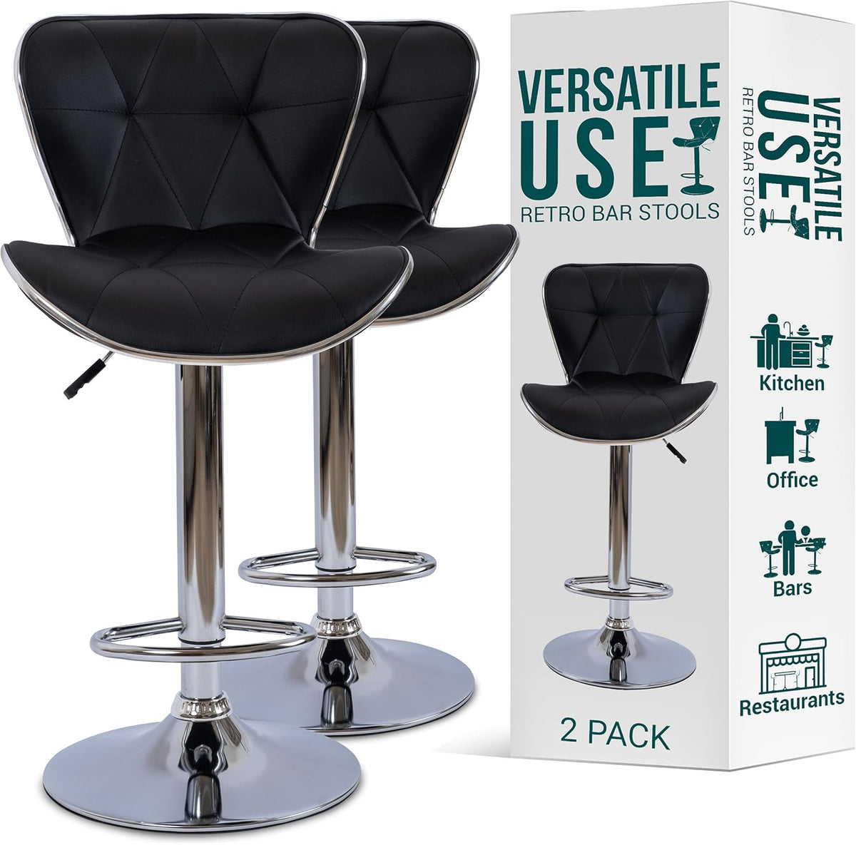Adjustable Bar Stools Set of 2 White Q6488
