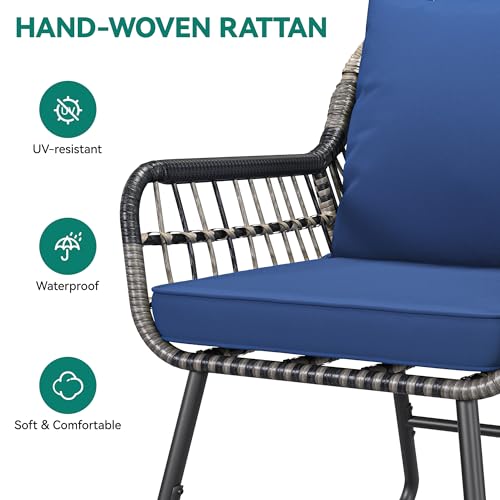4-Piece Outdoor Wicker Bistro Set with Cushions and Metal Table B65618