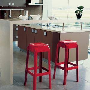 Glossy Red Polycarbonate Counter Stool Q6949