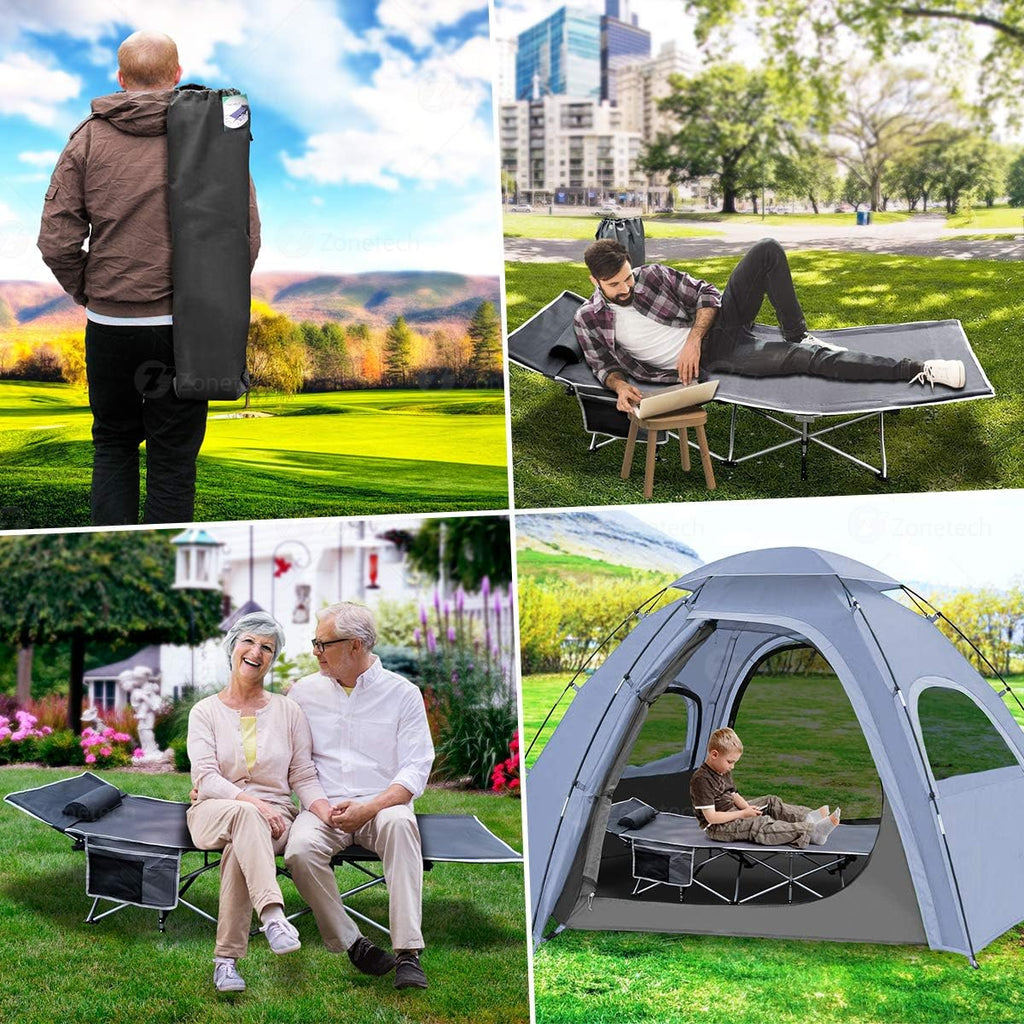 Folding Travel Cot 2 Pack Grey Lightweight Portable B75664