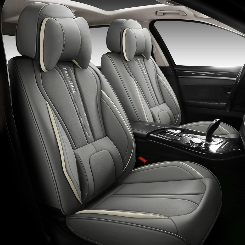Leather Car Seat Covers Full Set 5 Seats Red U785407