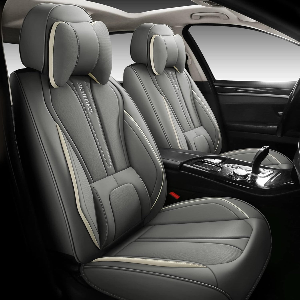 Leather Car Seat Covers Full Set 5 Seats Red U785407