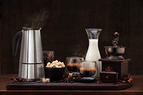 6 Cup Stovetop Espresso Maker 10oz Stainless Steel Black I1279