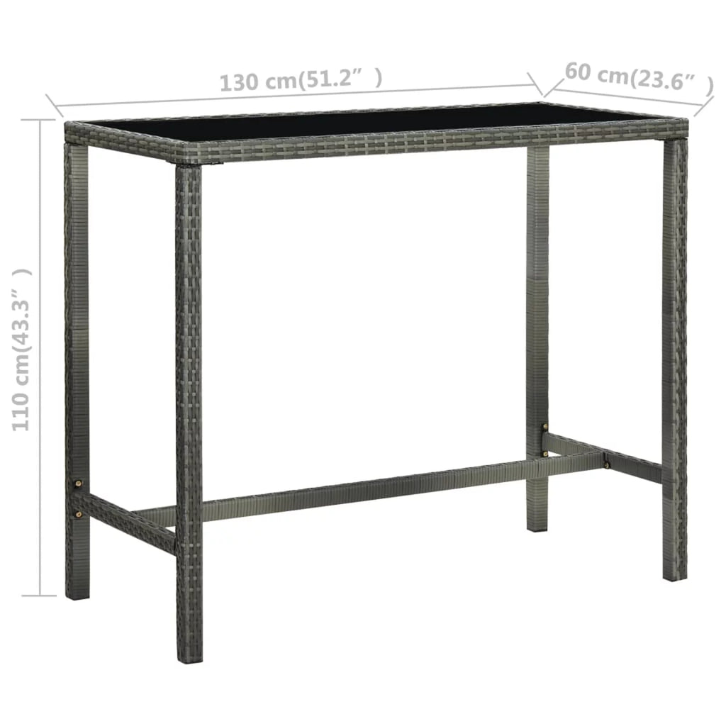 Glass Tabletop Poly Rattan Counter Height Bar Table K46370