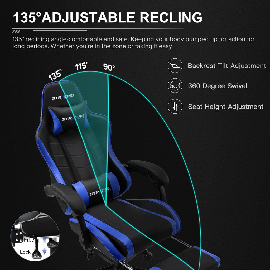 White Gaming Chair with Footrest U999306