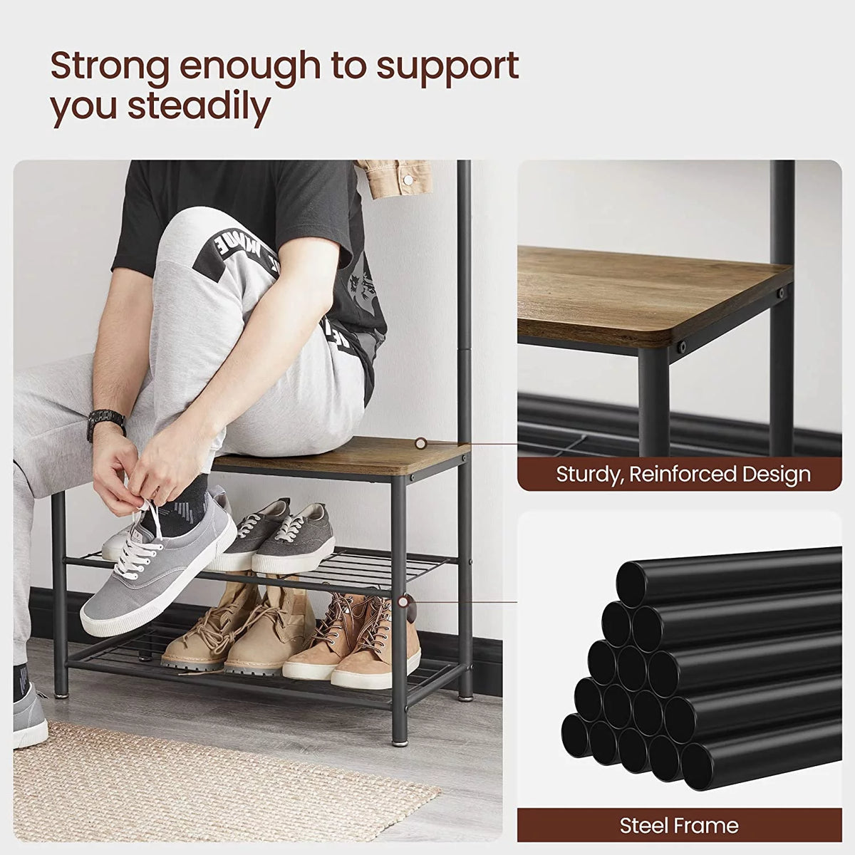 Coat Rack Hall Tree with Shoe Storage Bench B5439
